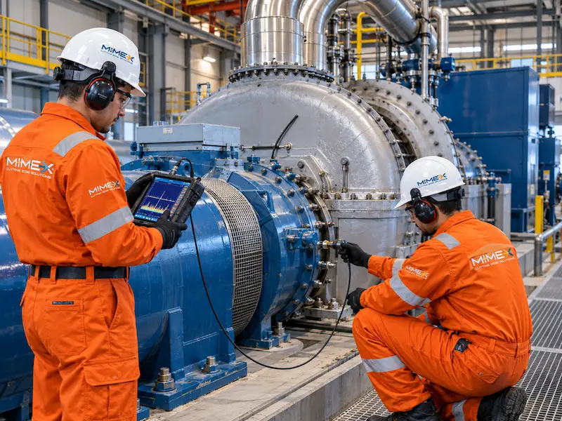 Medición de vibraciones en maquinaria rotativa industrial